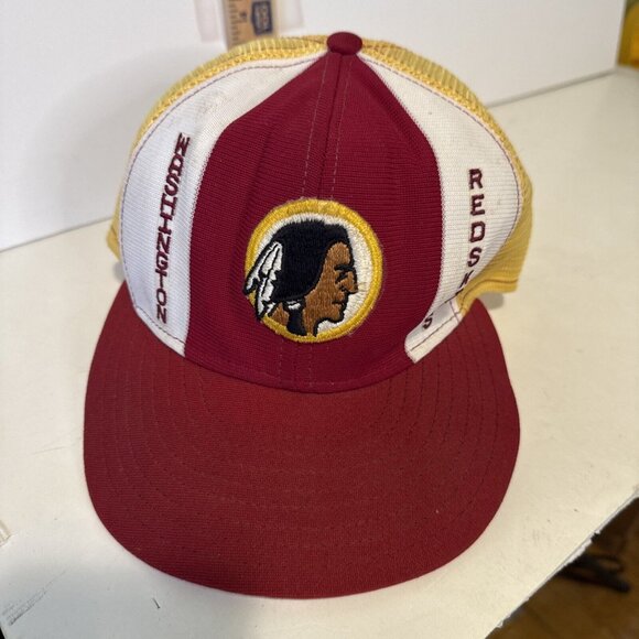 Vintage 80s Washington Redskins NFL Trucker Hat Adult Made In USA Lucky Stripe - Picture 6 of 16